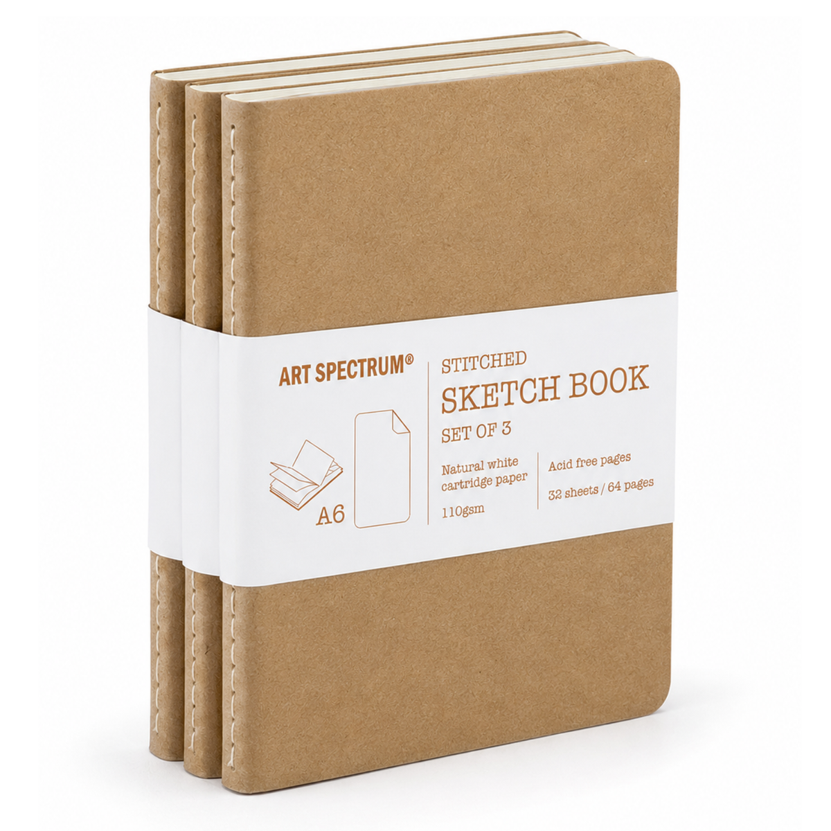 Art Spectrum Bare Stitched Sketchbook A6 110gsm 64 Pages - Set of 3 Default Title