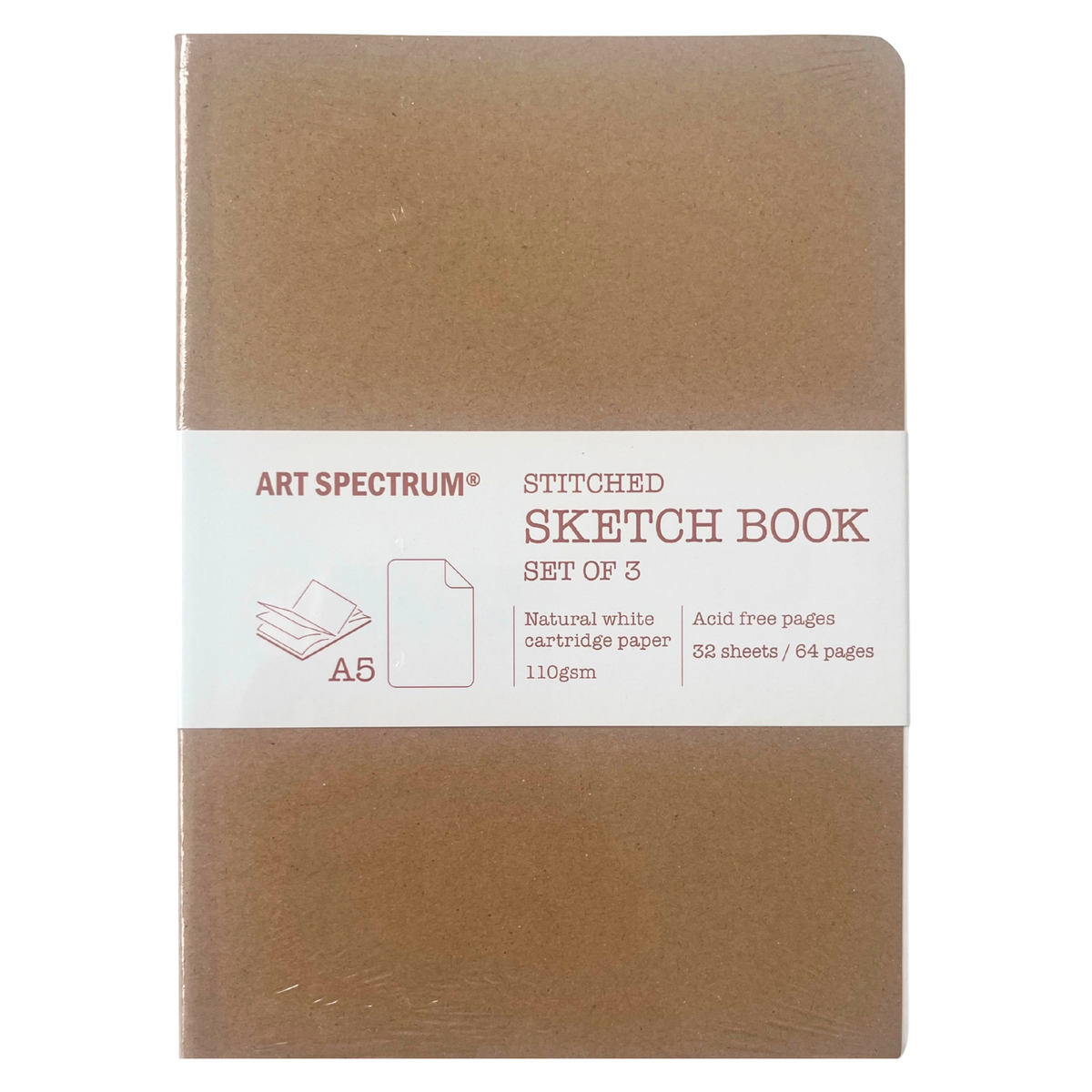 Art Spectrum Bare Stitched Sketchbook A5 110gsm 64 Pages - Set of 3