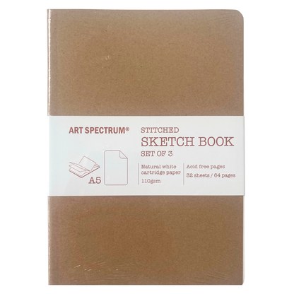 Art Spectrum Bare Stitched Sketchbook A5 110gsm 64 Pages - Set of 3