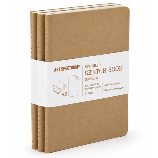 Art Spectrum Bare Stitched Sketchbook A5 110gsm 64 Pages - Set of 3 Default Title