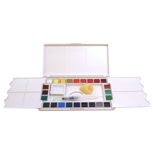 Art Spectrum Watercolour Pans Set of 24 Colours with Aqua Brush, Palette & Sea Sponge Default Title