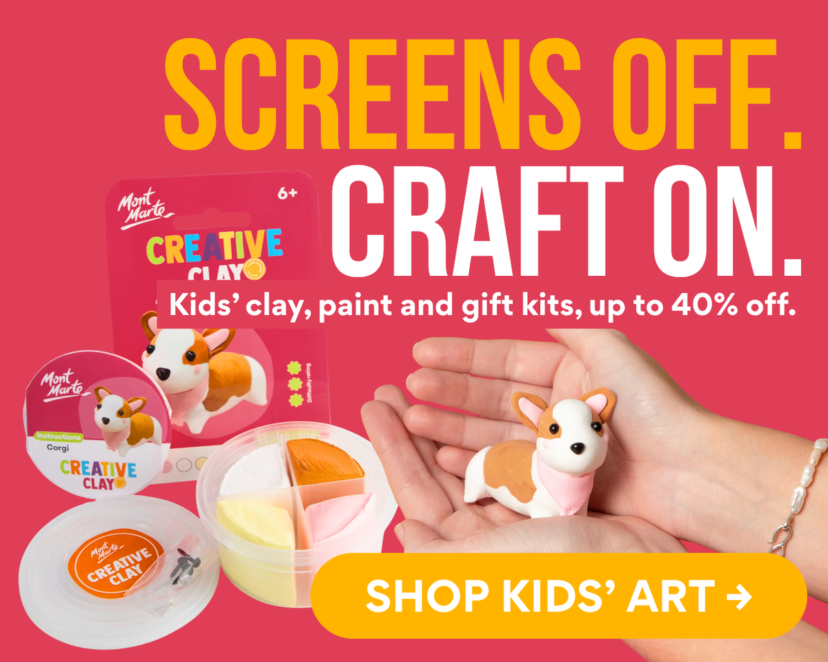Screens off. Craft on. Kids' clay, paint and gift kits, up to 40% off