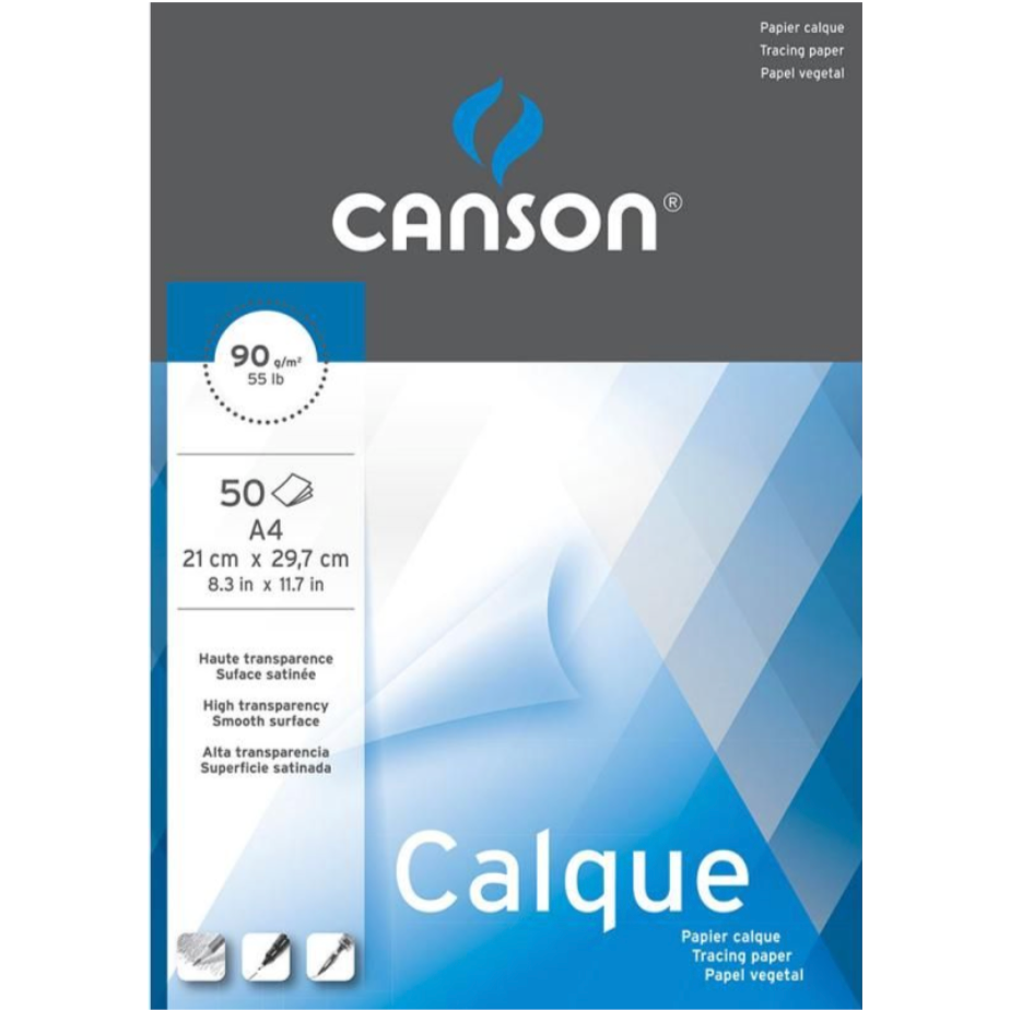 Canson Tracing Paper Pad Satin Finish 90gsm A4