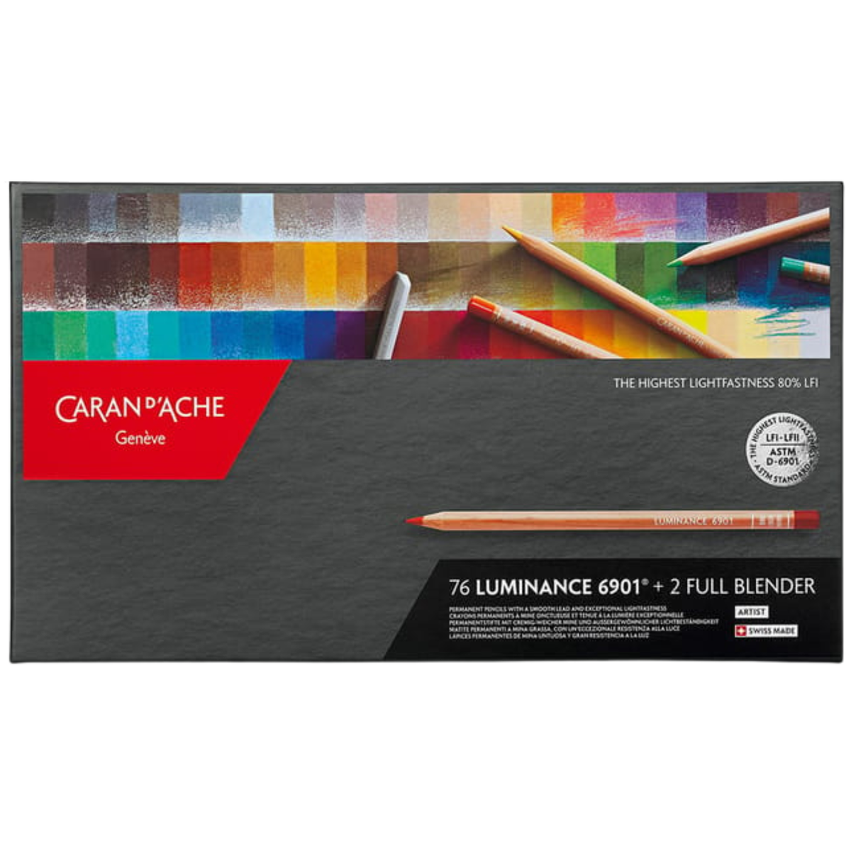 Caran d'Ache Luminance 6901 Coloured Pencil Box of 76 + 2 Blenders