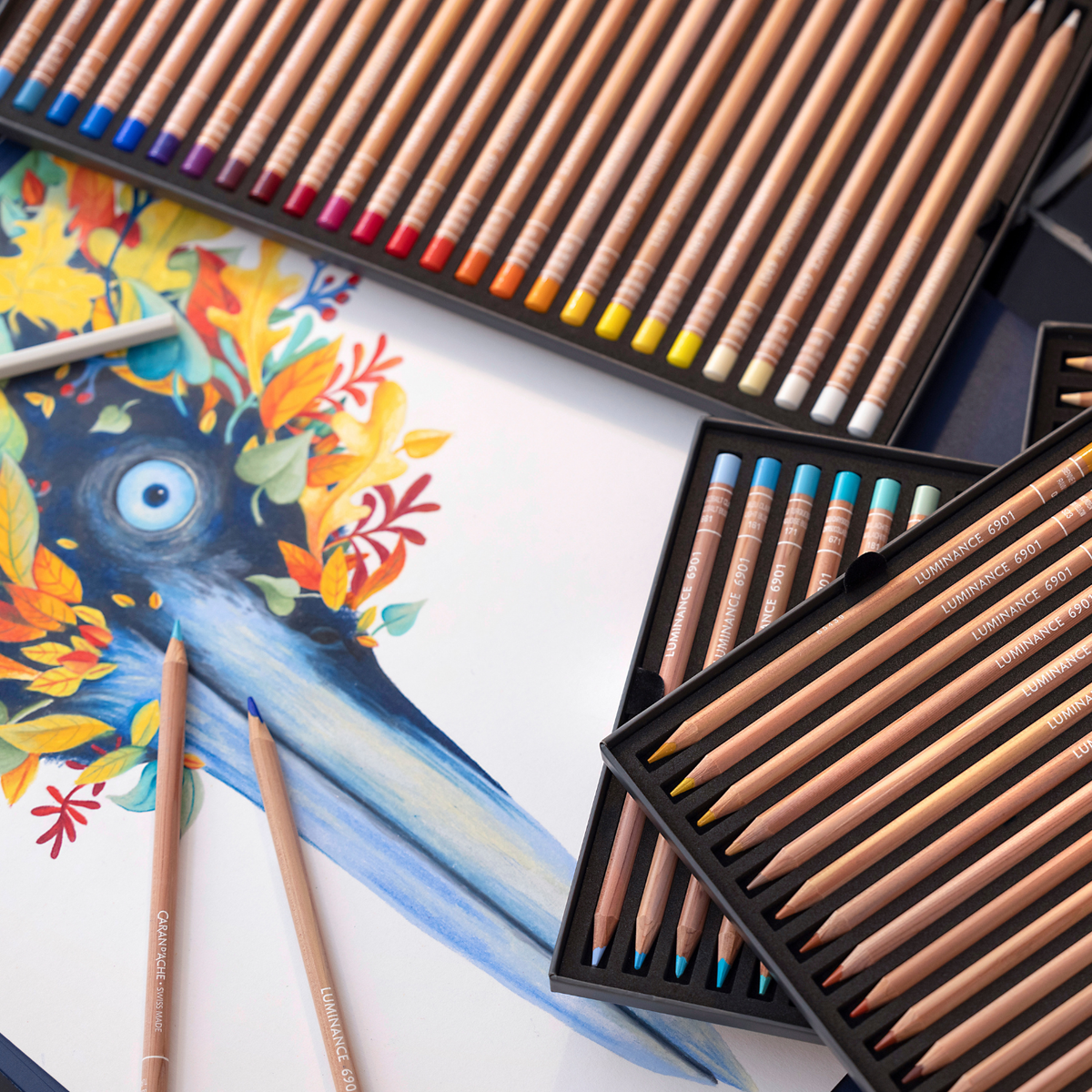Caran d'Ache Luminance 6901 Coloured Pencil Box of 76 + 2 Blenders