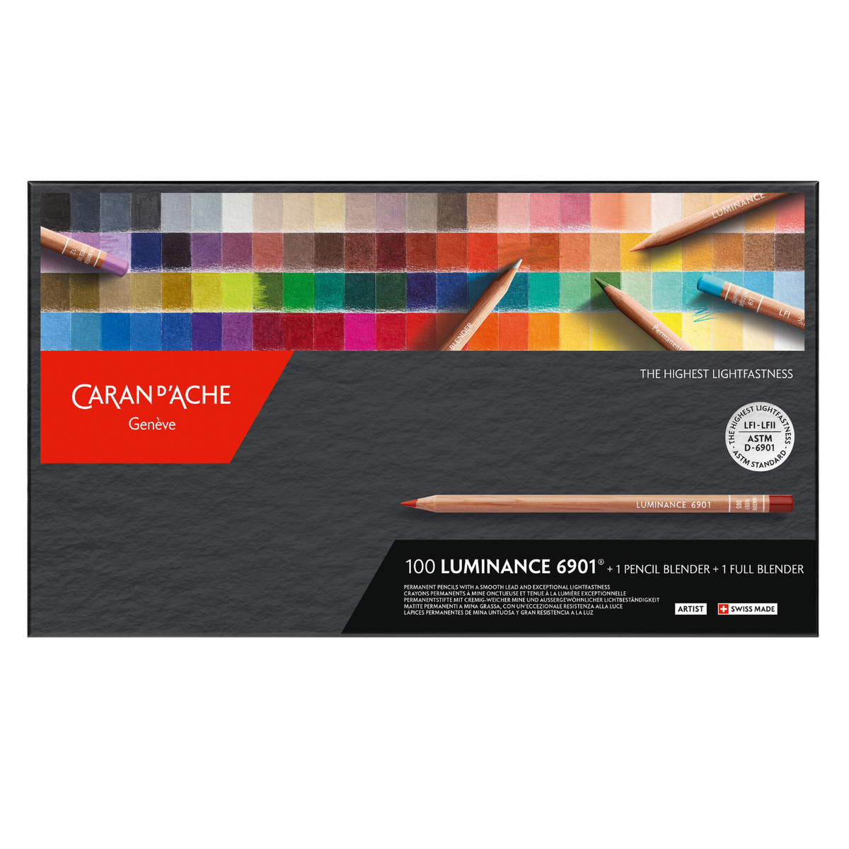 Caran d'Ache Luminance 6901 Coloured Pencil Box of 100 + 2 Blenders