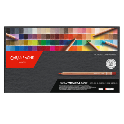 Caran d'Ache Luminance 6901 Coloured Pencil Box of 100 + 2 Blenders