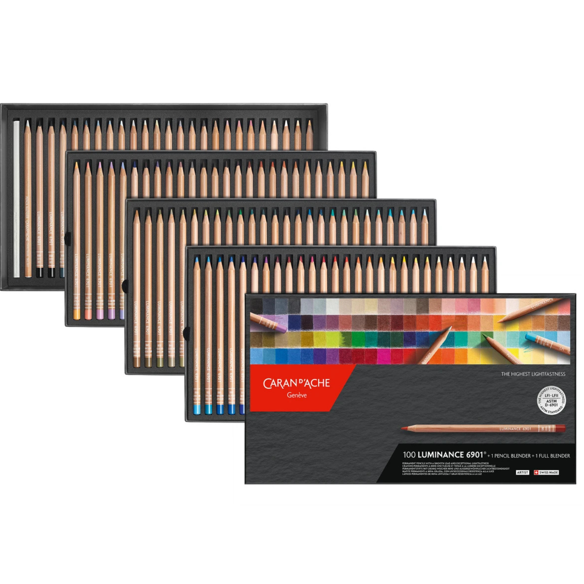 Caran d'Ache Luminance 6901 Coloured Pencil Box of 100 + 2 Blenders