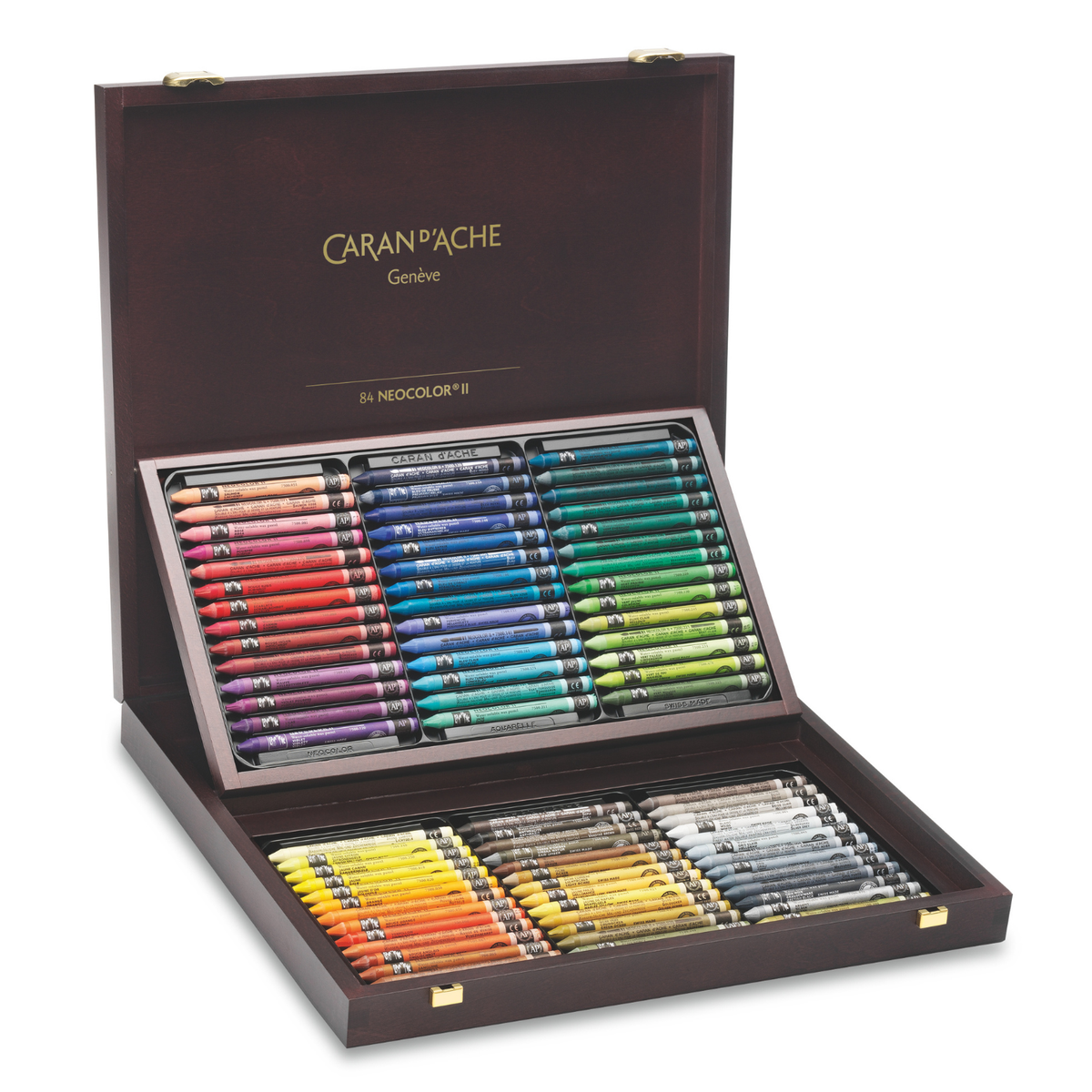 Caran DAche Neocolor II Water Soluble Wax Pastel Wooden Box of 84