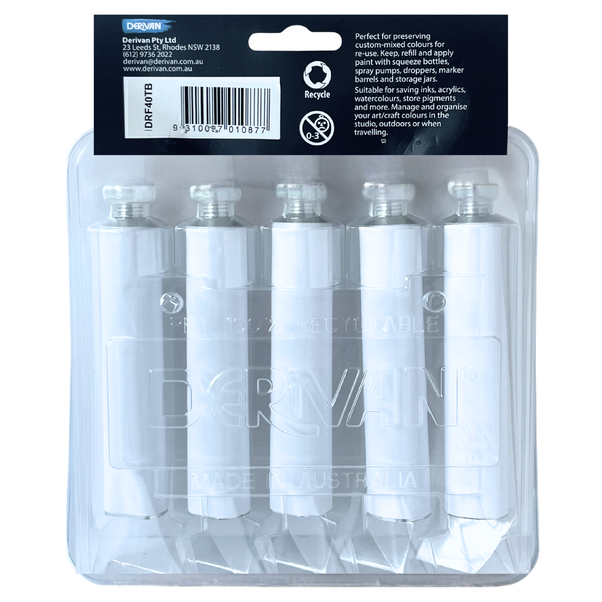 DERIVAN REFILLABLES 5 x 40ml Aluminium Paint Tube image 2