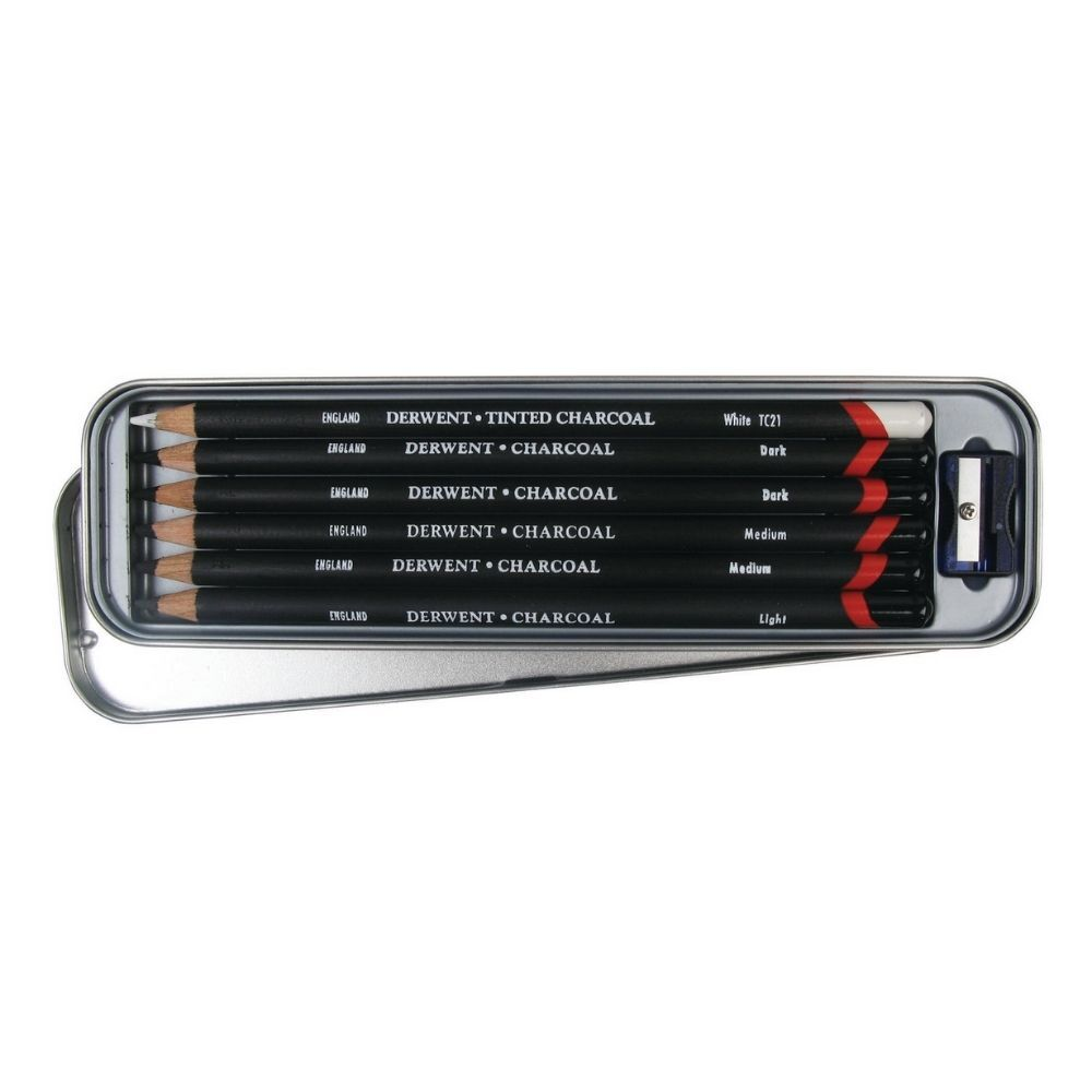 Derwent Charcoal Pencil tin of 6 image 2
