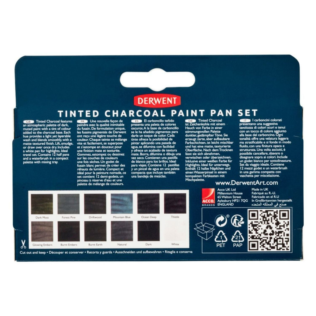 Derwent Tinted Charcoal 12 Paint Pan Set image 7
