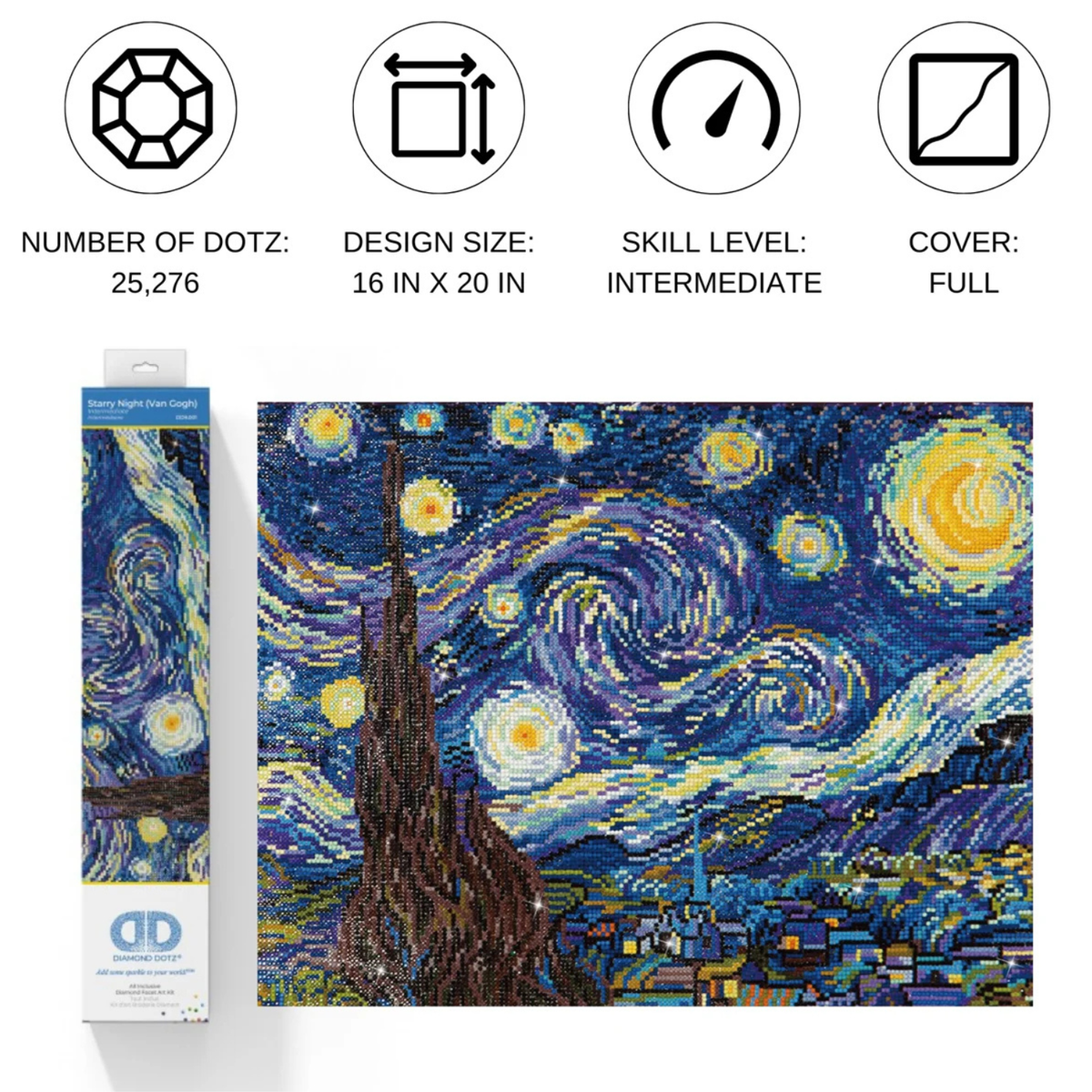 Diamond Dotz Triptych Diamond Painting Kit 21 x 14 Inch - Starry Night (after Van Gogh)