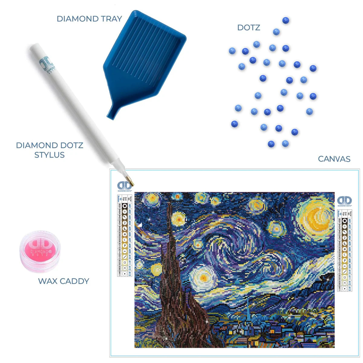 Diamond Dotz Triptych Diamond Painting Kit 21 x 14 Inch - Starry Night (after Van Gogh)