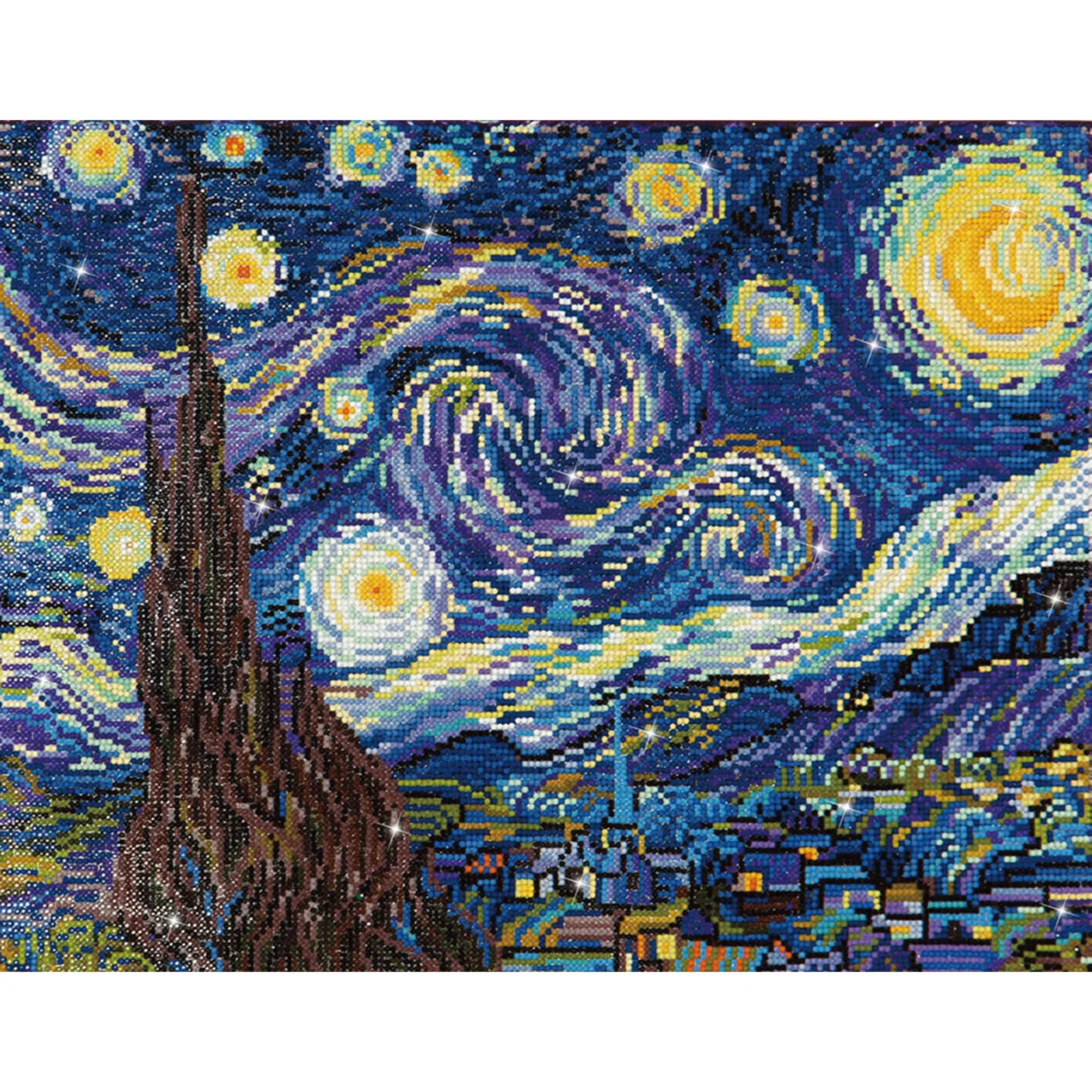Diamond Dotz Triptych Diamond Painting Kit 21 x 14 Inch - Starry Night (after Van Gogh) Default Title