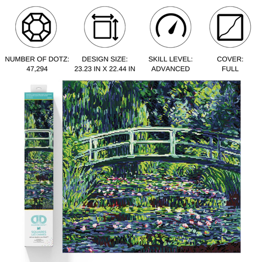 Diamond Dotz Triptych Diamond Painting Kit 21 x 14 Inch - Water Lilies (after Monet)