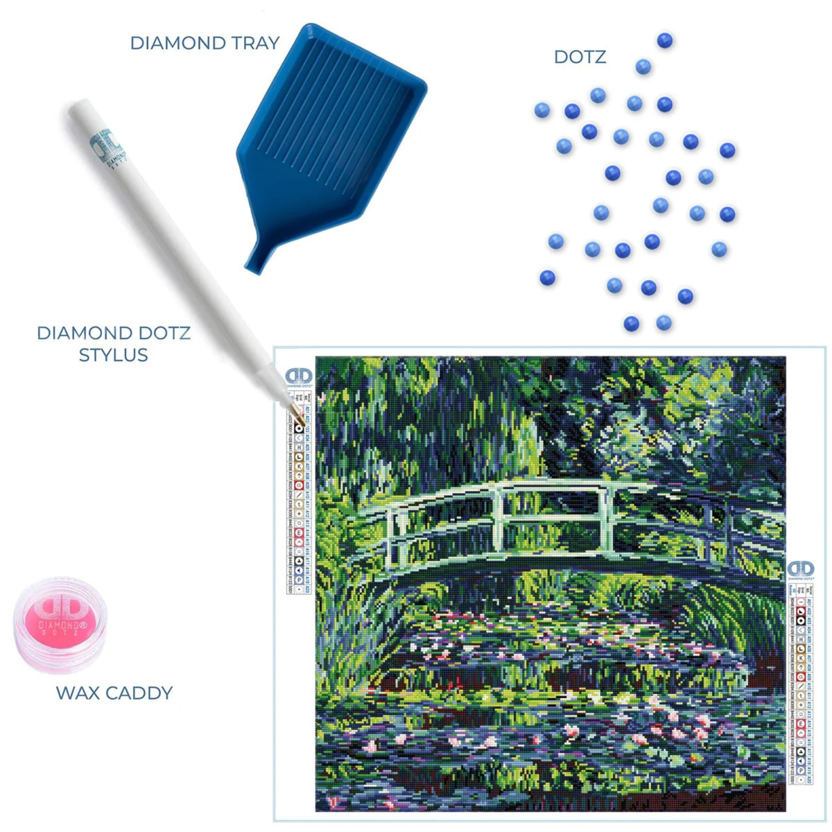 Diamond Dotz Triptych Diamond Painting Kit 21 x 14 Inch - Water Lilies (after Monet)