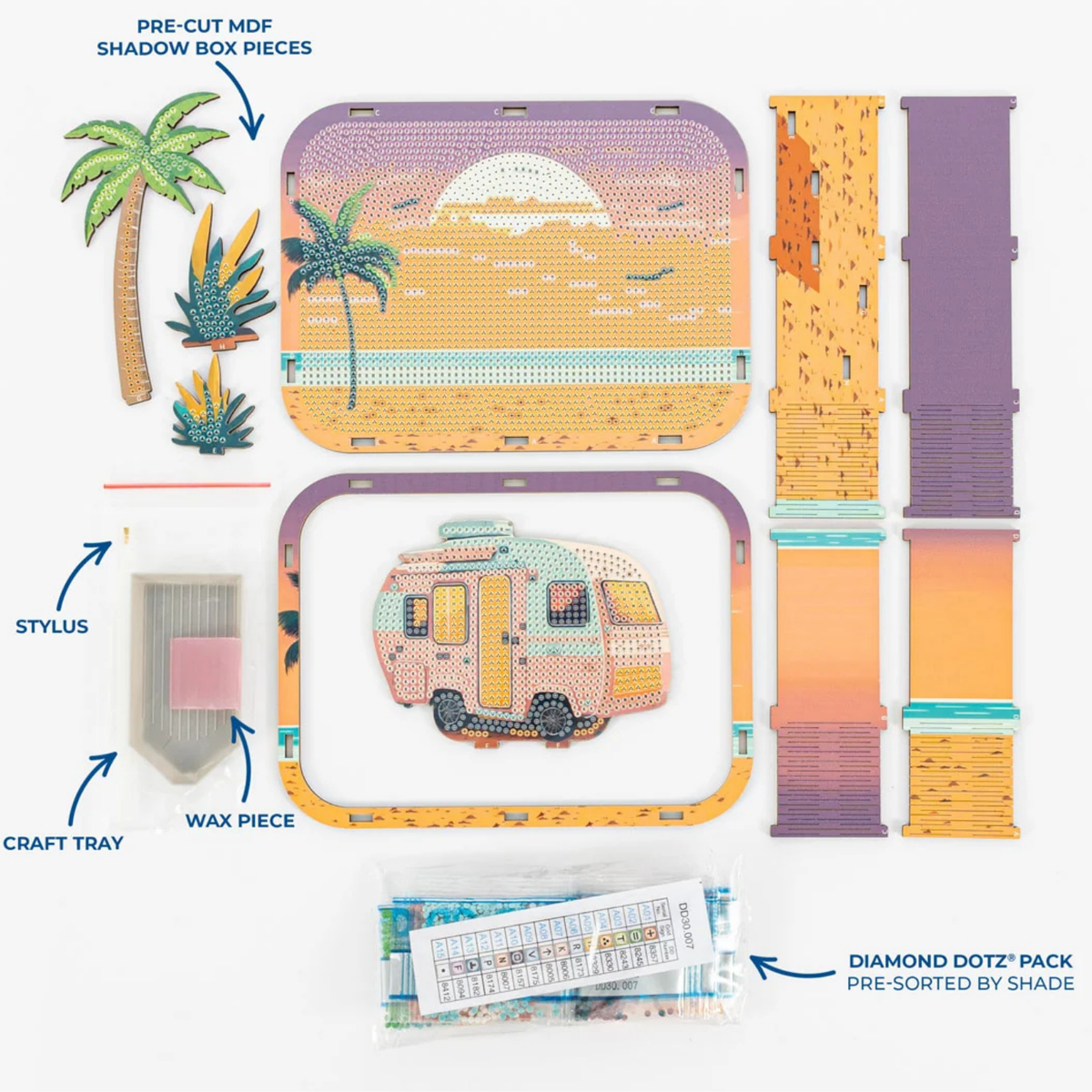 Diamond Dotz Shadow Box Diamond Painting Kit 20 x 15cm - Holiday Caravan