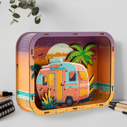 Diamond Dotz Shadow Box Diamond Painting Kit 20 x 15cm - Holiday Caravan