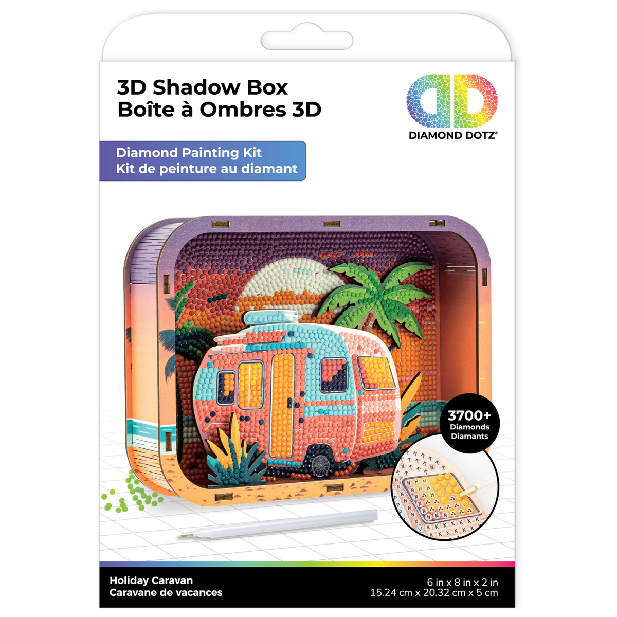 Diamond Dotz Shadow Box Diamond Painting Kit 20 x 15cm - Holiday Caravan