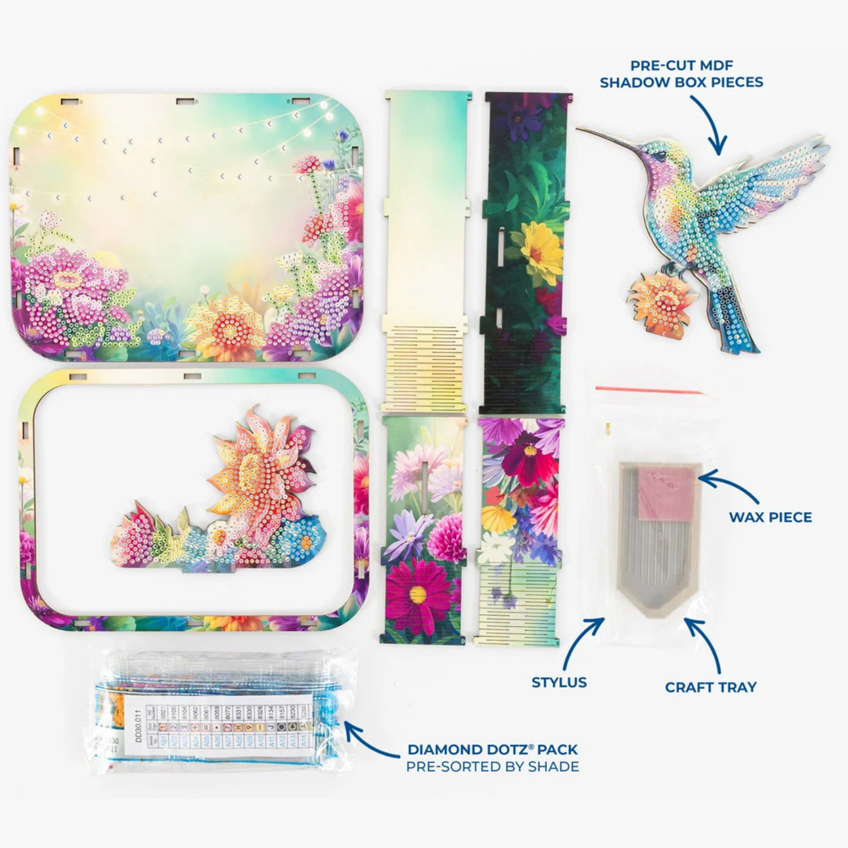 Diamond Dotz Shadow Box Diamond Painting Kit 20 x 15cm - Hummingbird