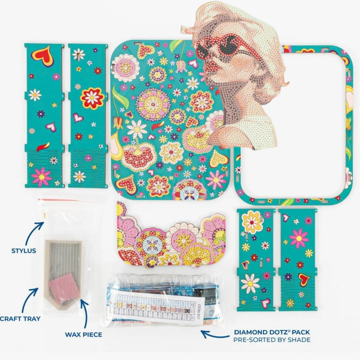 Diamond Dotz Shadow Box Diamond Painting Kit 20 x 15cm - Retro Portrait