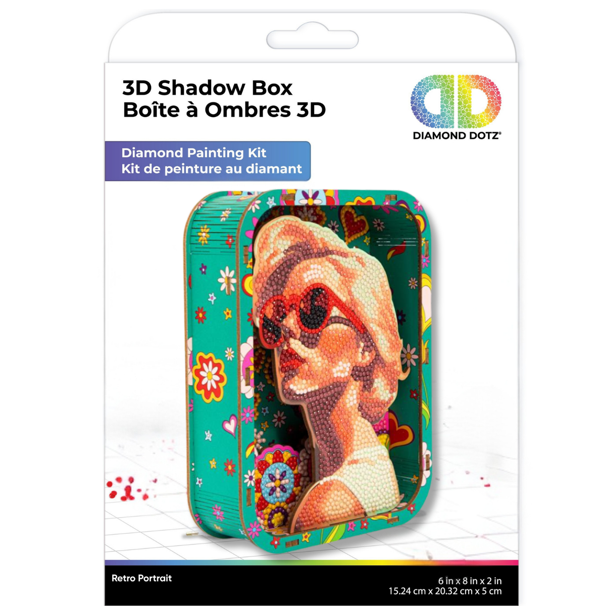 Diamond Dotz Shadow Box Diamond Painting Kit 20 x 15cm - Retro Portrait