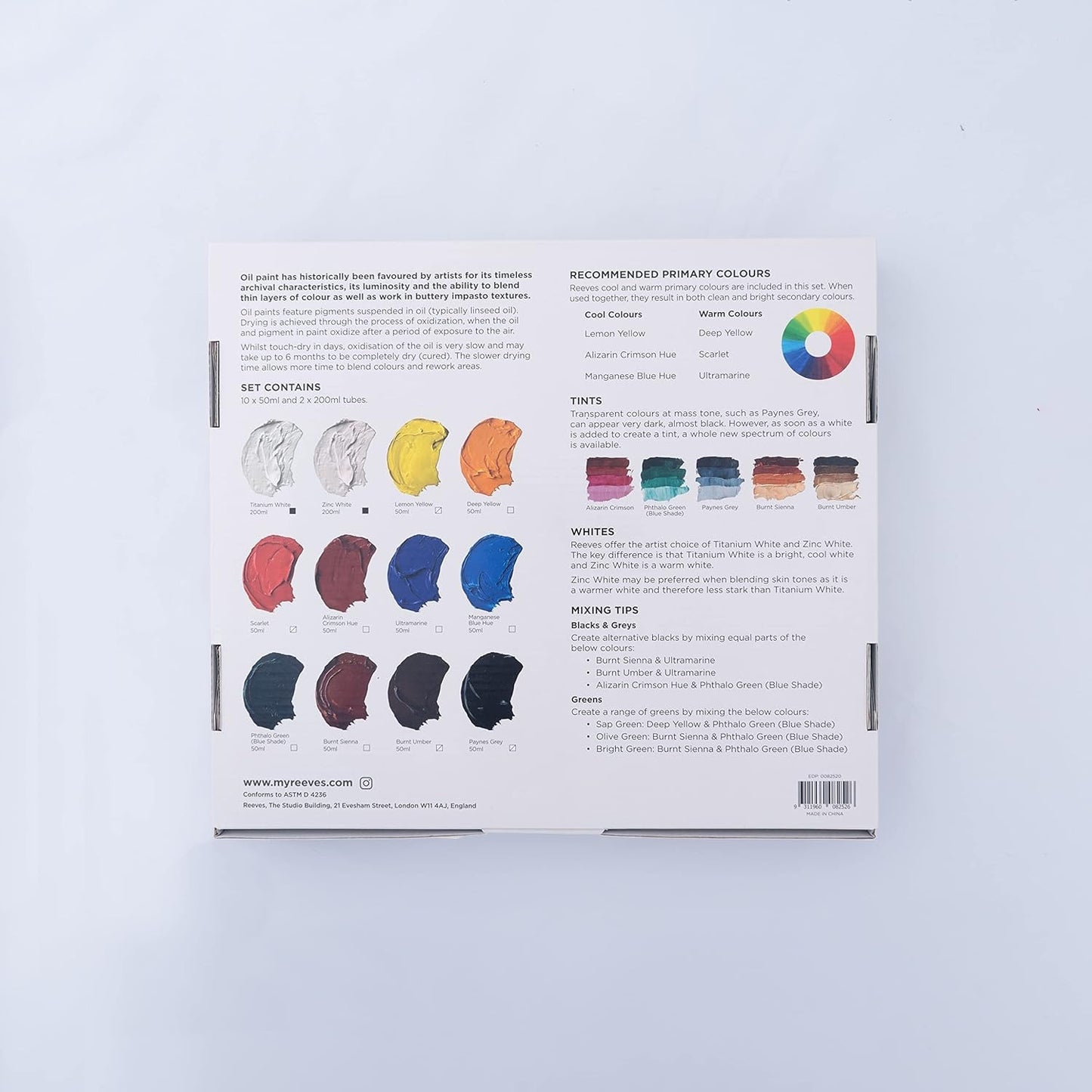 Reeves Fine Artist Oil Paint Set 12pc