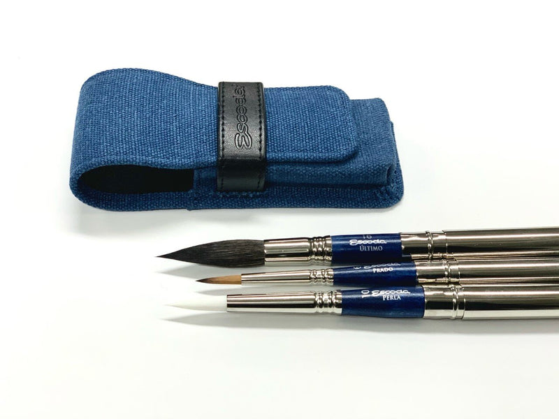 Escoda Travel Brush Synthetic Set of 3 - Blue