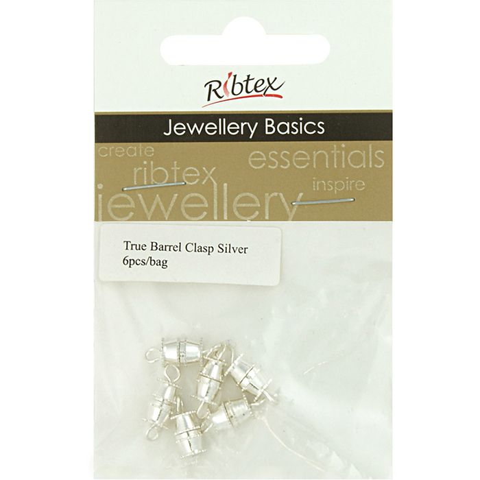 Jewellery Barrel Clasp 15mm Silver 6pc Default Title
