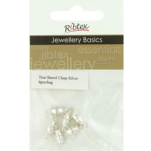 Jewellery Barrel Clasp 15mm Silver 6pc Default Title