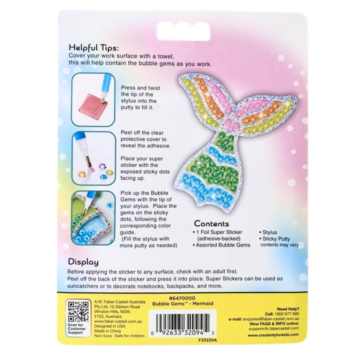 Faber-Castell Creativity For Kids Bubble Gems Super Sticker - Mermaid