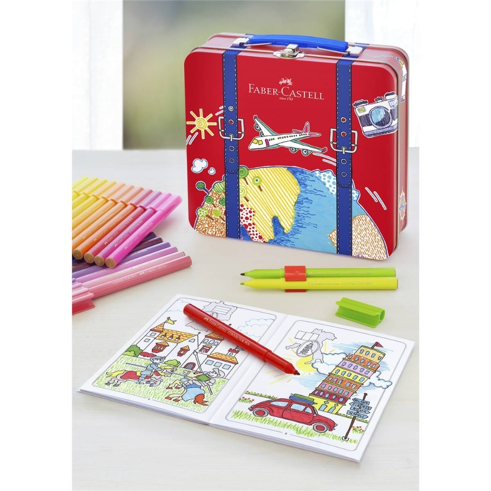 Faber-Castell Connector Pen Travel Suitcase Tin of 40 image 3