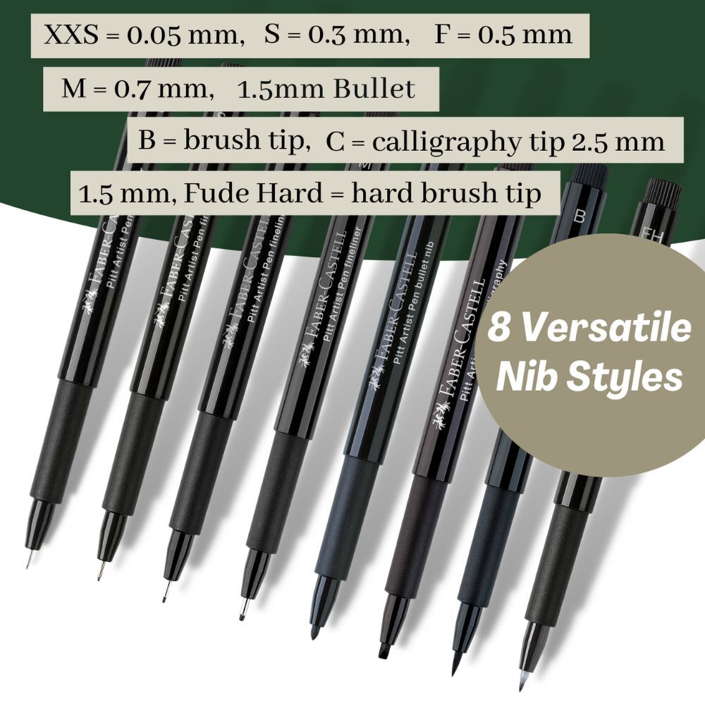 Faber-Castell Pitt Artist Pen Black Pack of 8 image 4