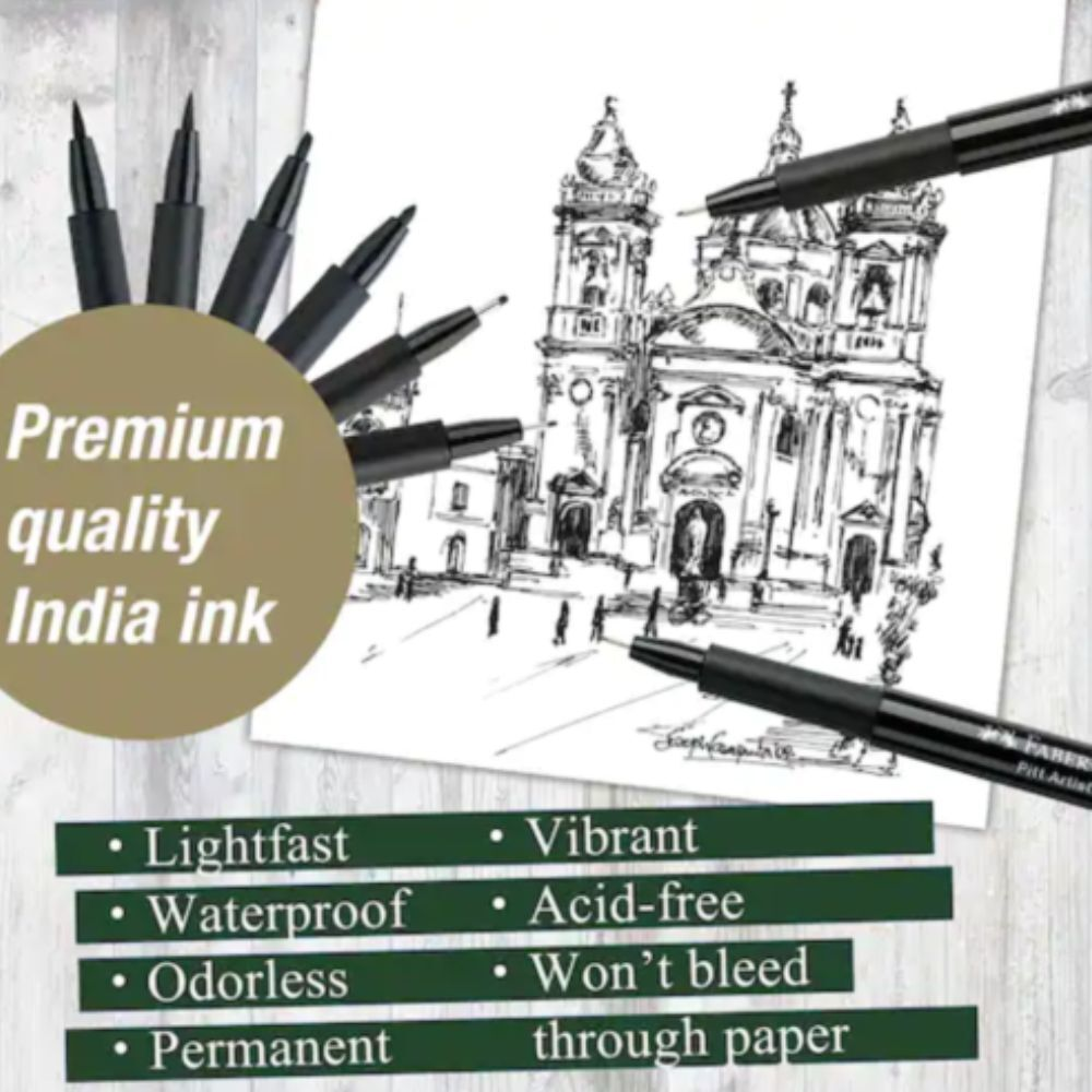 Faber-Castell Pitt Artist Pen Black Pack of 8 image 5