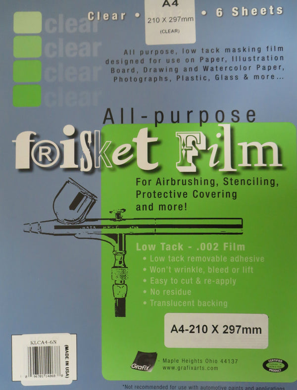 Grafix Frisket Masking Film Clear A4 Pack of 6