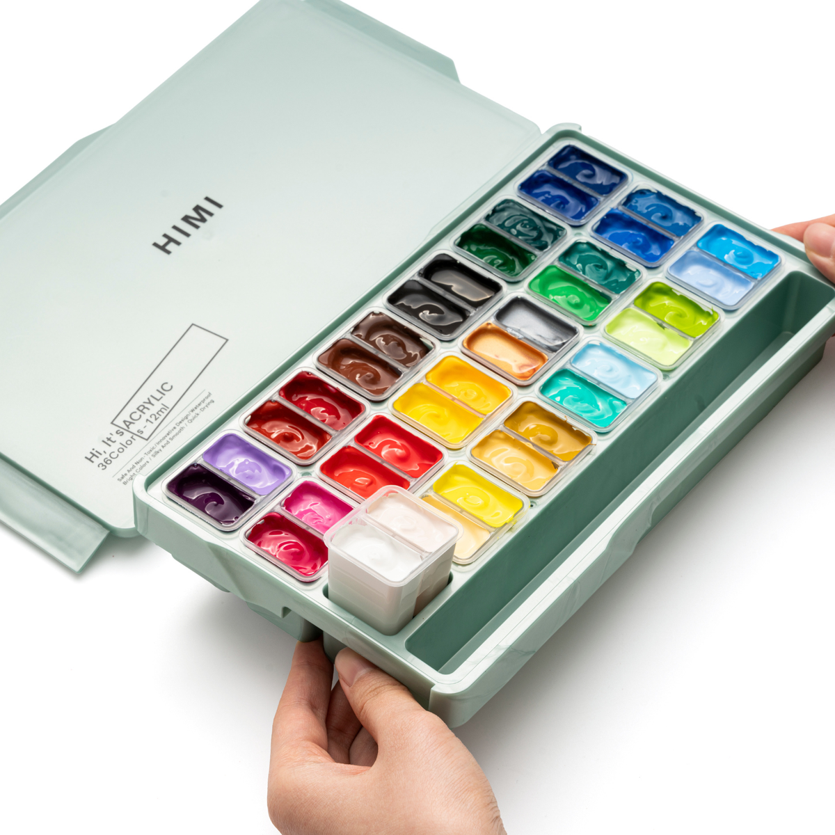 HIMI Twin Cup Jelly Acrylic Paint Set 36 x 12ml - Green Metallic Case