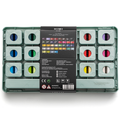 HIMI Twin Cup Jelly Acrylic Paint Set 36 x 12ml - Green Metallic Case