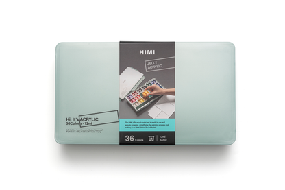 HIMI Twin Cup Jelly Acrylic Paint Set 36 x 12ml - Green Metallic Case