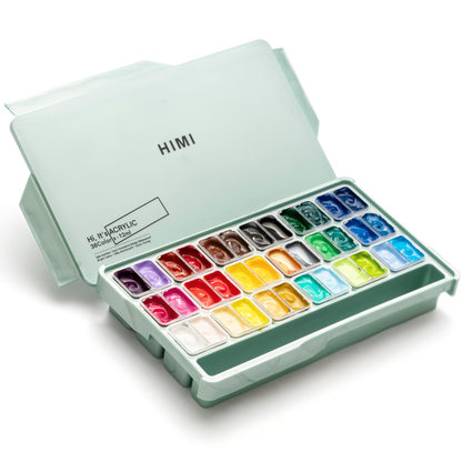 HIMI Twin Cup Jelly Acrylic Paint Set 36 x 12ml - Green Metallic Case