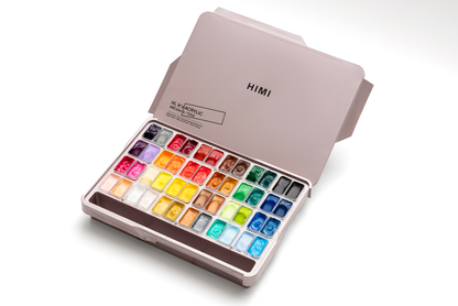 HIMI Twin Cup Jelly Acrylic Paint Set 48 x 12ml - Pink Metallic Case