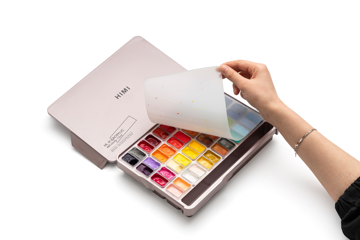 HIMI Twin Cup Jelly Acrylic Paint Set 48 x 12ml - Pink Metallic Case