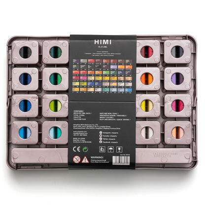 HIMI Twin Cup Jelly Acrylic Paint Set 48 x 12ml - Pink Metallic Case