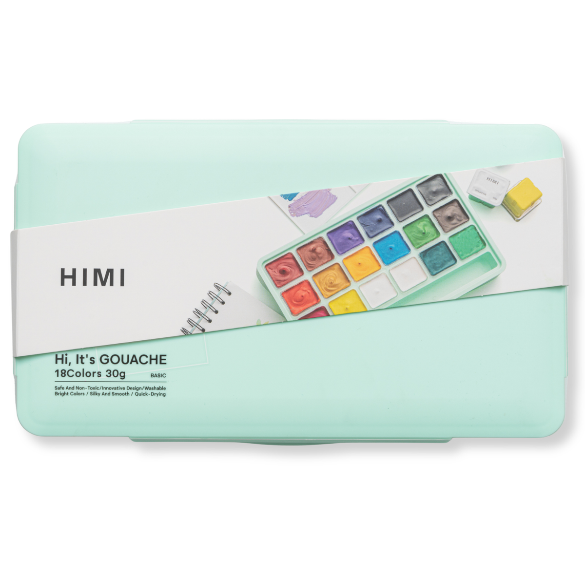 HIMI Jelly Cup Gouache Paint Set 18 x 30g - Green Case