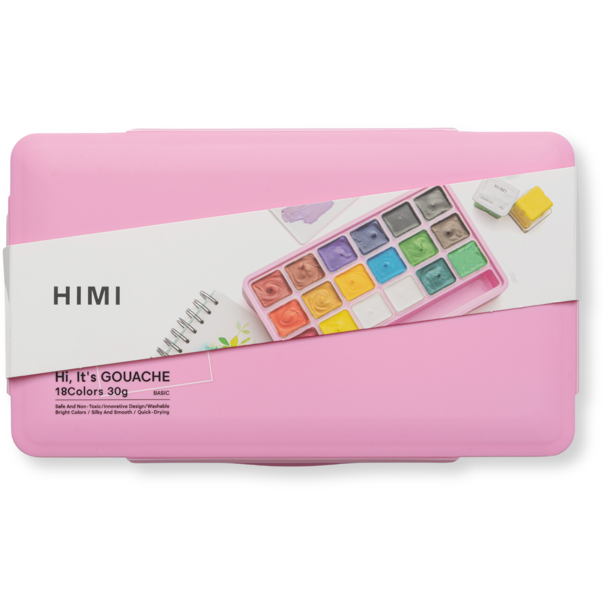 HIMI Jelly Cup Gouache Paint Set 18 x 30g - Pink Case