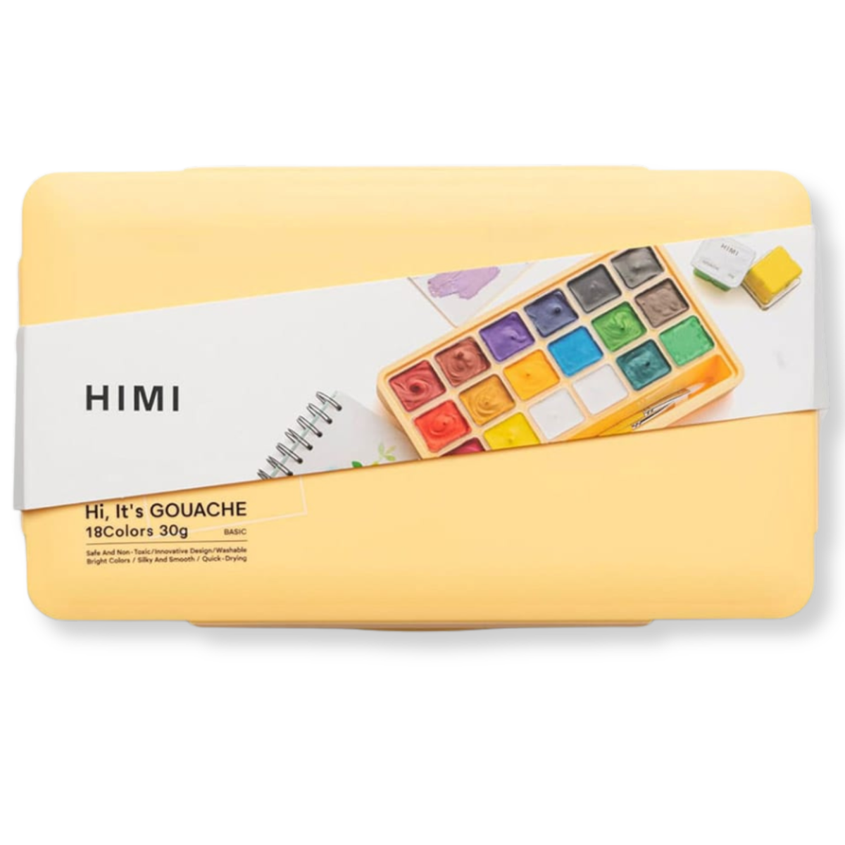HIMI Jelly Cup Gouache Paint Set 18 x 30g - Yellow Case