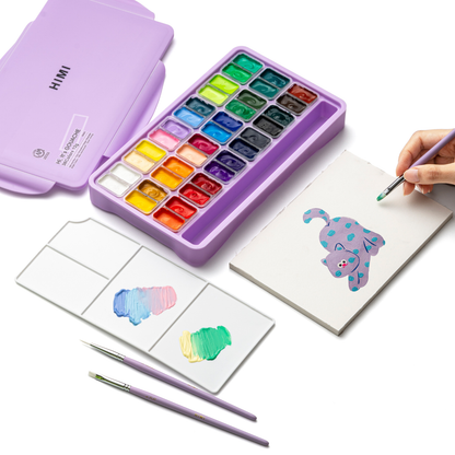 HIMI Twin Cup Jelly Gouache Paint Set 36 x 12g - Purple Case
