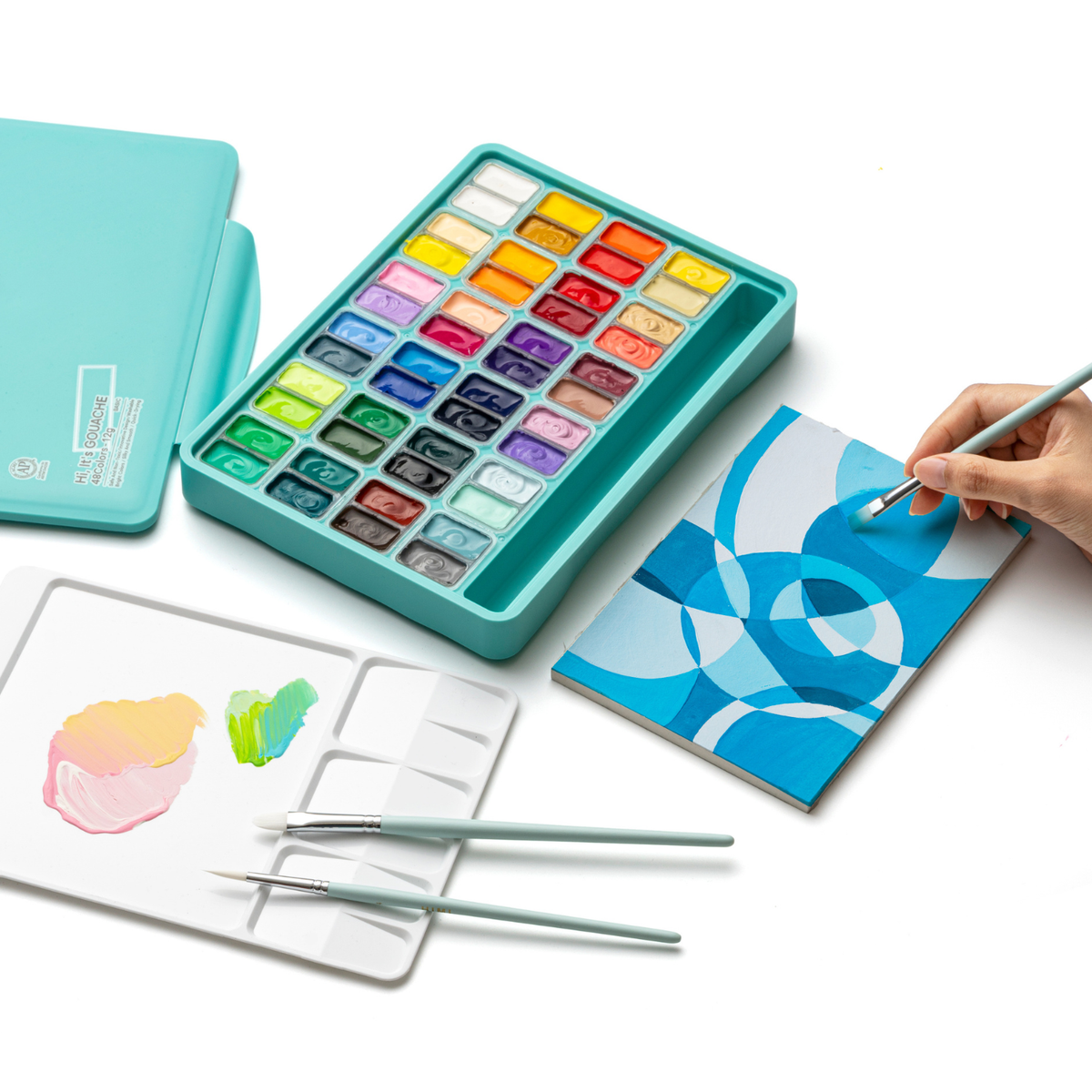 HIMI Twin Cup Jelly Gouache Paint Set 48 x 12g - Green Case