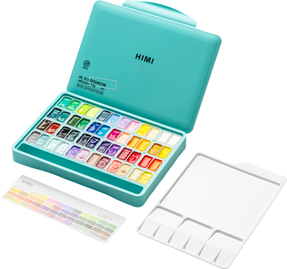 HIMI Twin Cup Jelly Gouache Paint Set 48 x 12g - Green Case