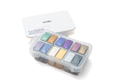 HIMI Twin Cup Jelly Gouache Paint Set 12 x 12ml - 8 Chameleon + 4 Metallic
